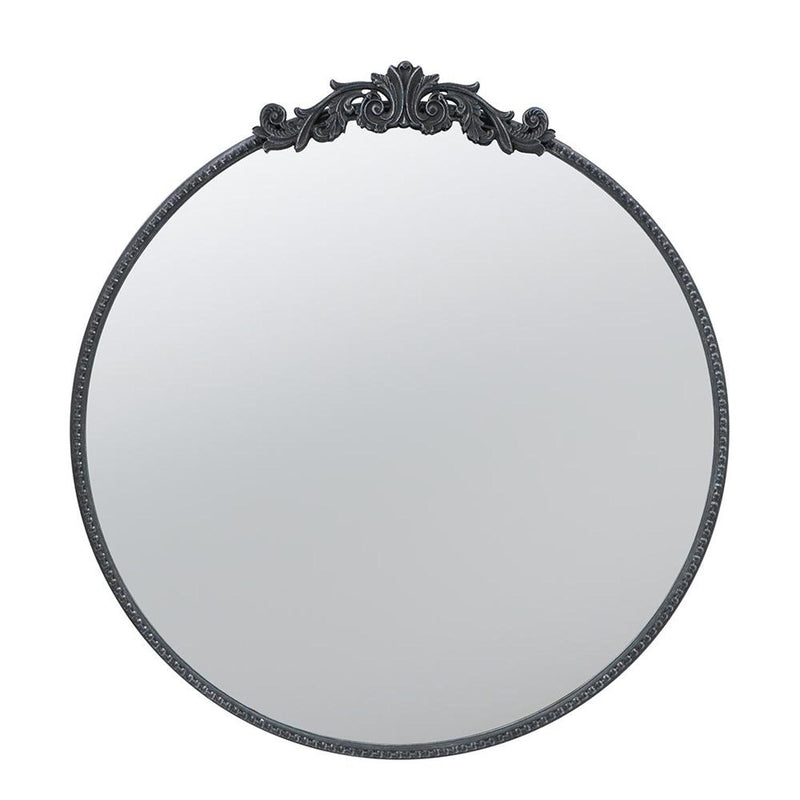 32" Crowned Top Iron Framed Accent Mirror - Black