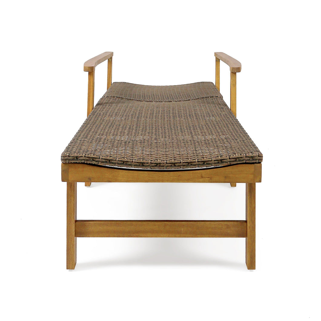 Hampton - Style Wood And Wicker Chaise Lounge With Adjustable Features And Natural - Natural