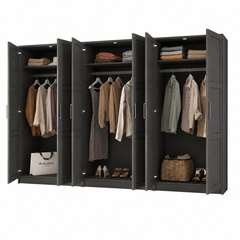Solid Wood Six Door Combo Dresser (765125) - Black