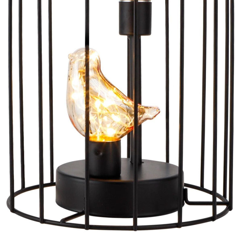 Birds In Cage Battery Operated Desk Lamp - Black