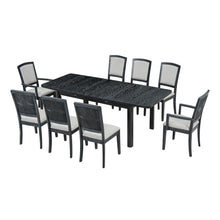 Load image into Gallery viewer, Topmax - Rustic Extendable Dining Table Set With Removable Leaf, 6 Upholstered Armless Dining Chairs And 2 Padded Arm Chairs, 9 Pieces

