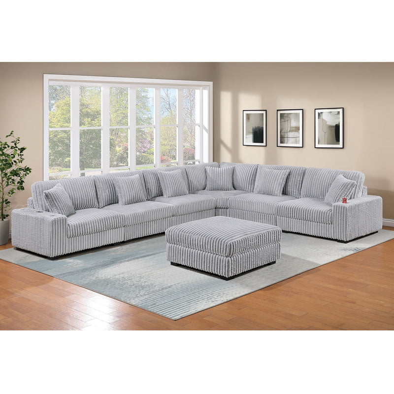 Contemporary Style Modular Sectional Sofa Set With USB, Cup Holder