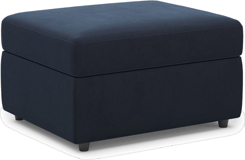 Velvet Storage Ottoman - Blue / Black