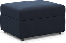 Load image into Gallery viewer, Velvet Storage Ottoman - Blue / Black
