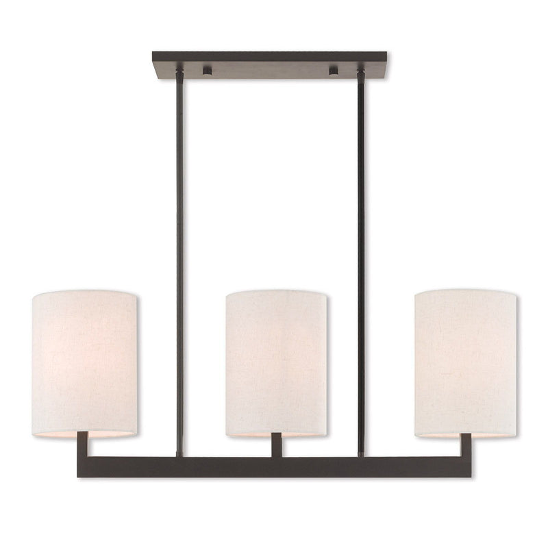 22" Three Light Dimmable Chandelier With Shades - Bronze