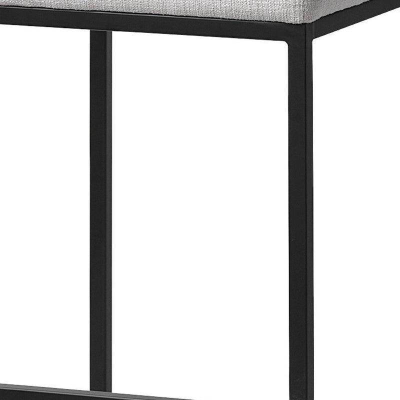 30" Iron And Fabric Backless Bar Height Bar Chair - Black / White