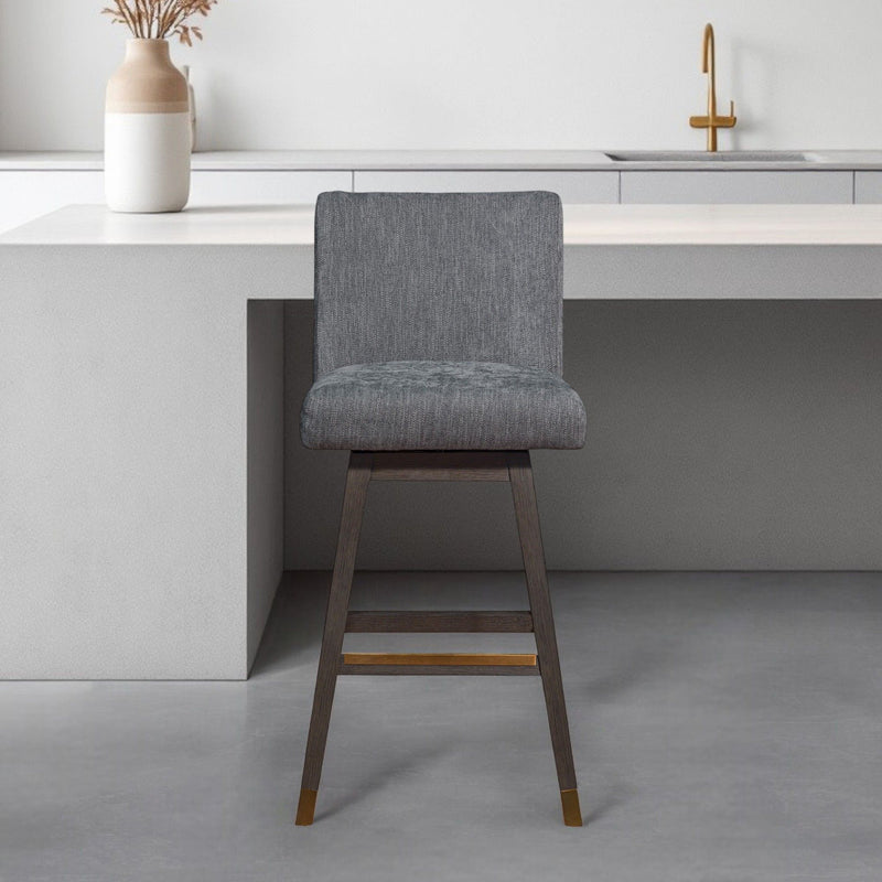 30" Solid Wood Swivel Bar Height Bar Chair - Gray