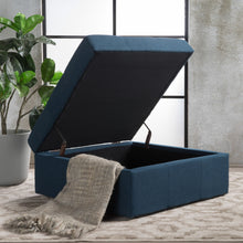 Load image into Gallery viewer, Flip Top Ottoman With Tufted Waffle Stitch And Rolling Casters - Navy Blue
