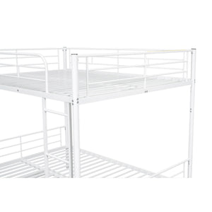 Full Over Full Metal Bunk Bed with Trundle, White