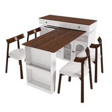 Load image into Gallery viewer, Retro Kitchen Island Set With Chairs, Extendable &amp; Rotating Table, 4 Drawers &amp; Door Cabinets
