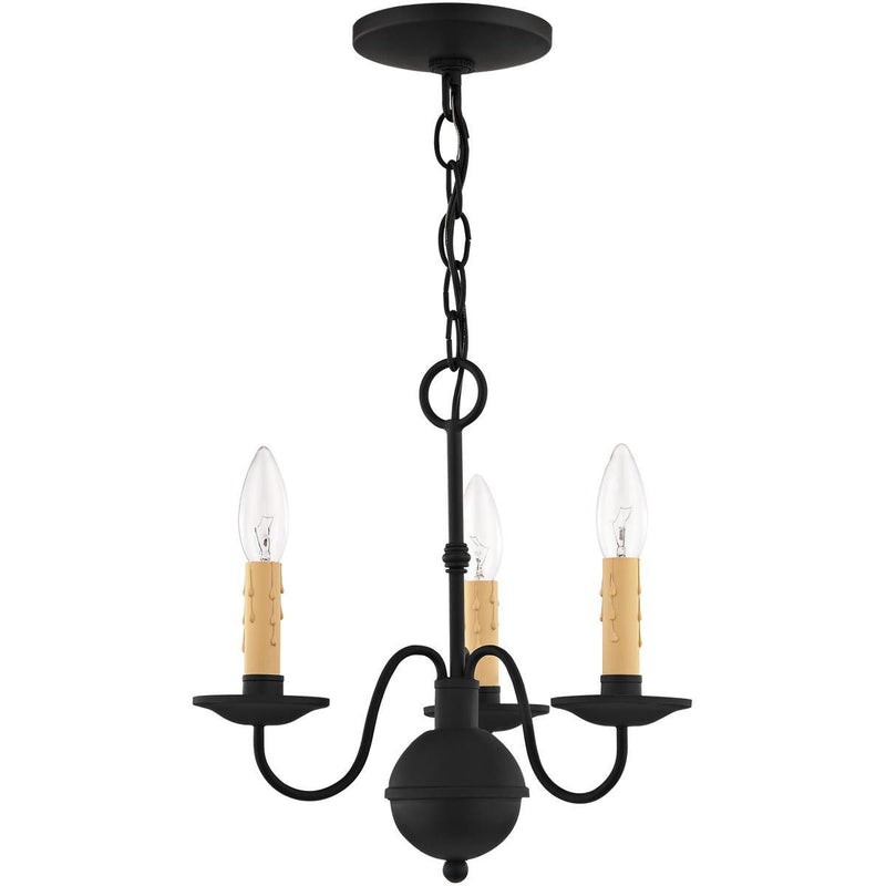Three Light Dimmable Chandelier With Shades - Black