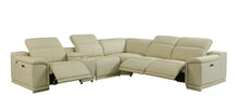 Load image into Gallery viewer, Italian Leather Power Reclining U Shaped Six Piece Corner Sectional With Console - Beige
