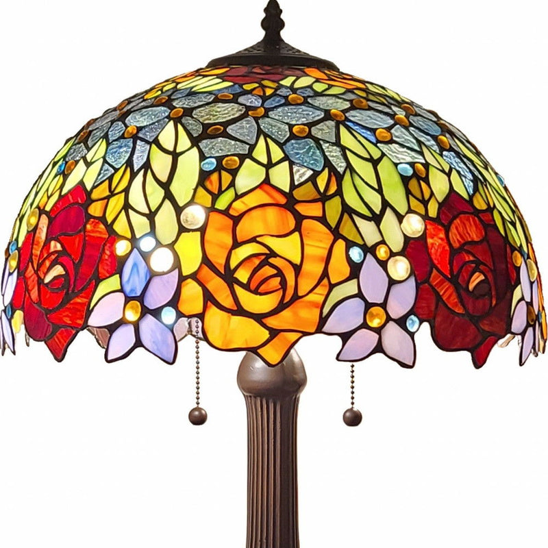 Metal Two Light Candlestick Table Lamp With Orange Shade - Dark Brown