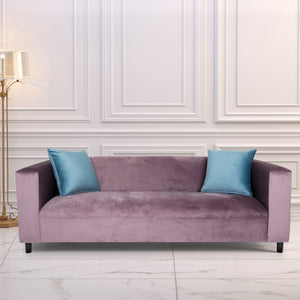 Velvet Sofa for Living Room with Pillows, Modern 3-Seater Sofas Couches for Bedroom, Office, and Apartment with Solid Wood Frame (Lavender)