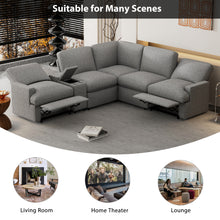 Load image into Gallery viewer, 104&#39;&#39; Power Recliner Corner Sofa Home Theater Reclining Sofa Sectional Couches with Storage Box, Cup Holders, USB Ports and Power Socket for Living Room, Grey
