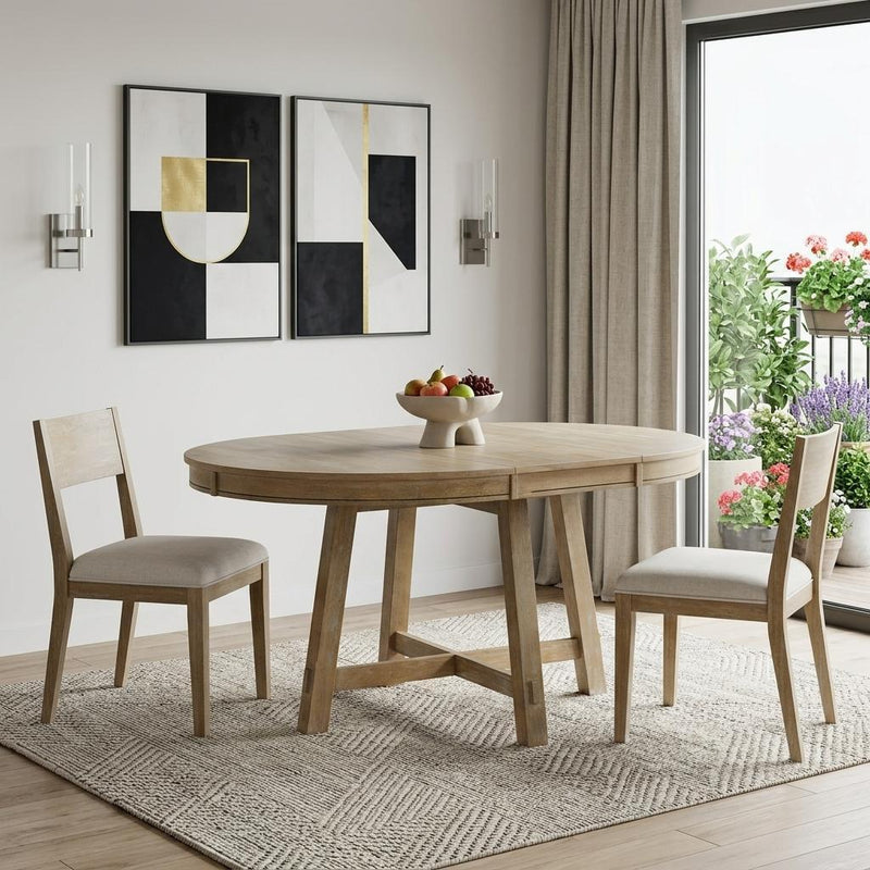 Removable Leaf Oval Extendable Dining Table - Natural