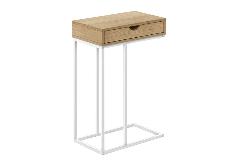 Laminate And Iron End Table With Drawer - Natural And White