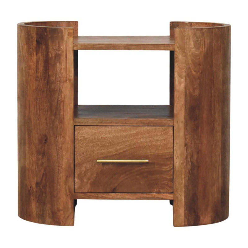 Solid Wood One Drawer Nightstand - Golden Brown