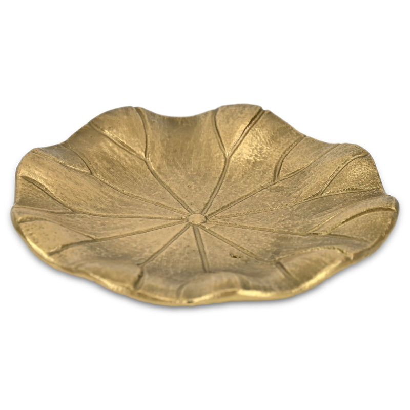 Cast Iron Handmade Leaf Trinket Tray - Gold