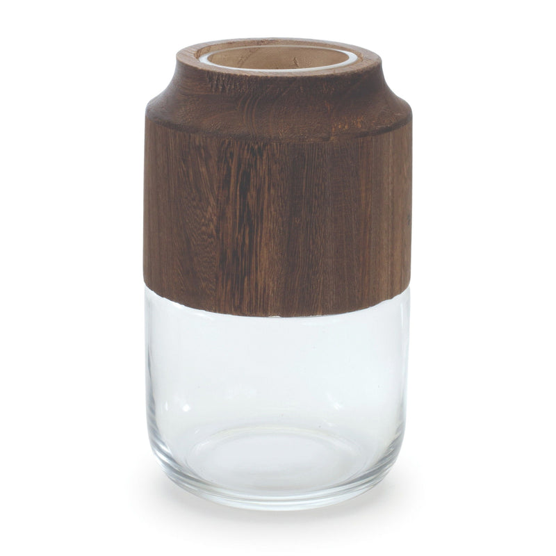 Round Table Vase With - Brown / Clear
