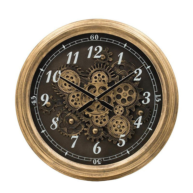 Circle Analog Exposed Gear Wall Clock (485982) - Black / Gold