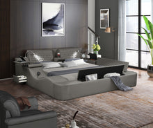 Load image into Gallery viewer, Zoya Smart Multifunctional Queen Size Bed Made with Wood in Gray

