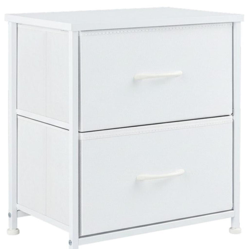 Fabric Metal And Wood Two Drawer Dresser - White