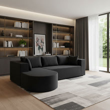 Load image into Gallery viewer, Corduroy Modular Sofa Chaise With Toss Pillows (723851) - Black
