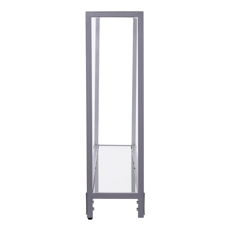 Glass Mirrored Floor Shelf Console Table With Storage - Clear / Silver