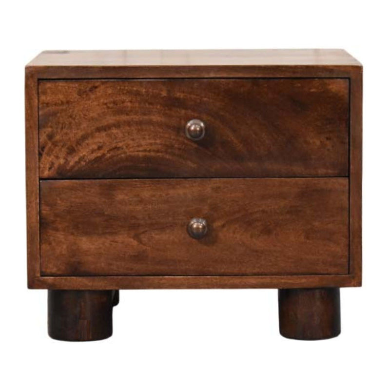 Solid Wood Two Drawer Nightstand (731528) - Walnut