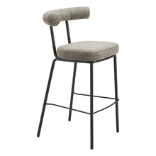 Load image into Gallery viewer, 30" Chenille And Steel Low Back Bar Height Bar Chair - Green / Black
