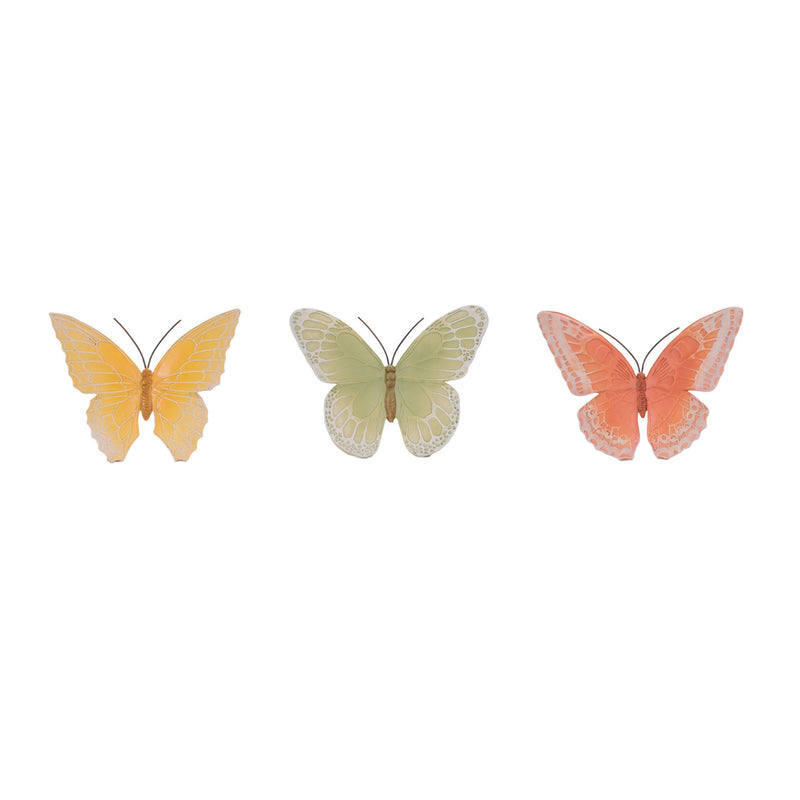 Polyresin And Metal Figurine (Set of 3) - Yellow Green And Pink