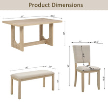 Load image into Gallery viewer, 6 Piece Rectangular Kitchen Table Set With Bench And 4 Upholstered Chairs For Kitchen - Light Oak
