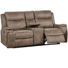 Load image into Gallery viewer, 1 Piece Manual Motion Loveseat With Hidden Cup Holders, Plush Back Cushion - Auburn
