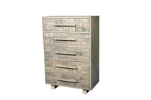 Load image into Gallery viewer, 35" Carved Geometric Solid Wood Five Drawer Dresser - White
