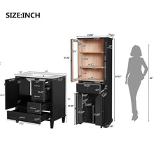 Load image into Gallery viewer, Bathroom Vanity &amp; Tall Storage Cabinet Set With Doors, Adjustable Shelves, Soft Close Hinges, Sink
