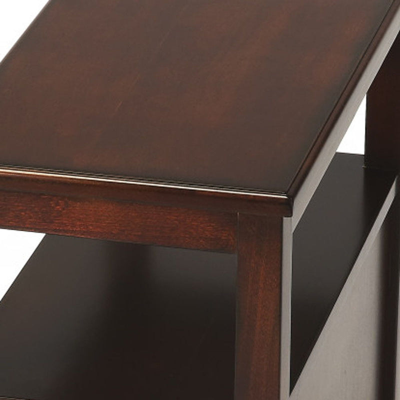 Manufactured Wood End Table With Two Drawers And Shelf - Dark Brown