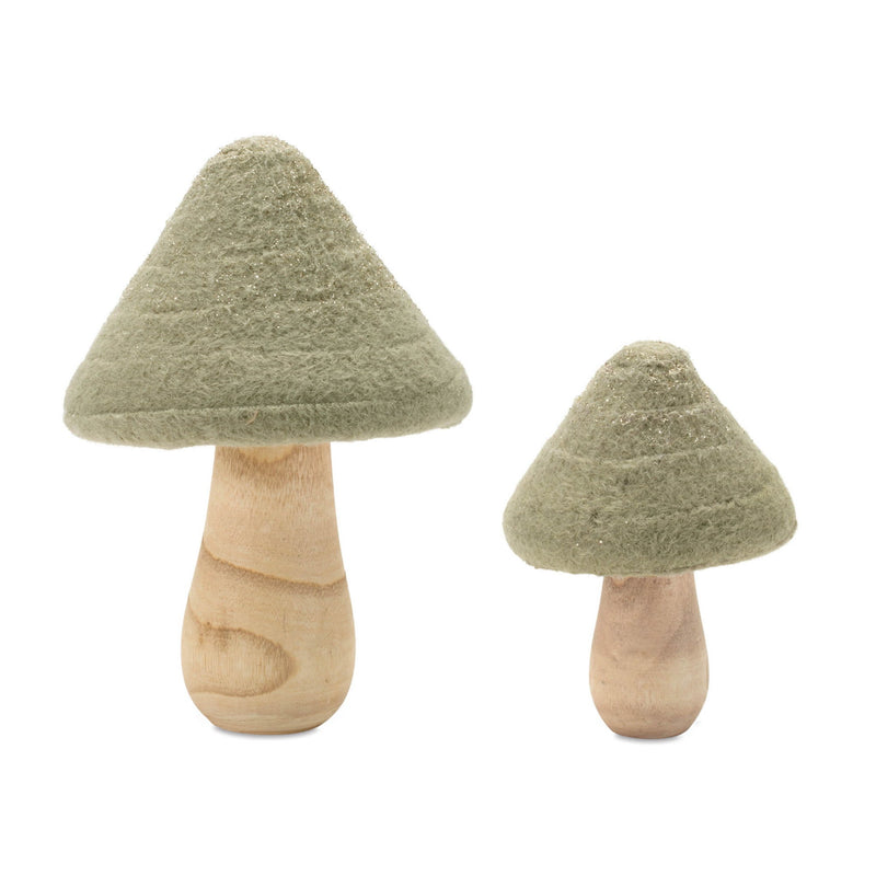 Mushroom Tabletop Sculpture (Set of 2) - Green / Gold