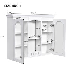 Load image into Gallery viewer, Wall-Mounted Medicine Cabinet With 2 Glass Doors, Adjustable Shelves - White
