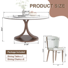 Load image into Gallery viewer, Round Dining Table With 360° Rotating Lazy Susan For Dining Room &amp; Kitchen, 6 Chairs - White
