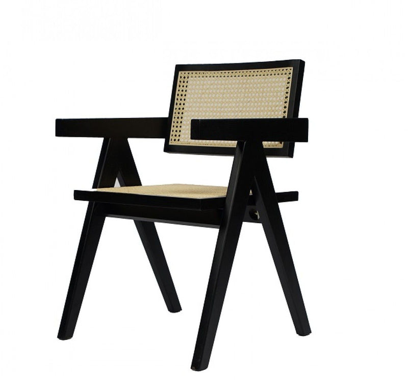 Wood Open Back Dining Arm Chair - Natural / Black