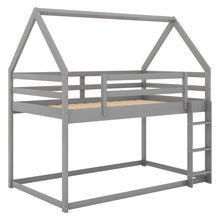 Load image into Gallery viewer, Twin over Twin Low Bunk Bed, House Bed with Ladder , Gray(OLD SKU:WF197808AAE)
