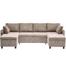 Load image into Gallery viewer, Sectional Sofa Bed With Pull Out Sleeper, USB Ports, Cup Holders
