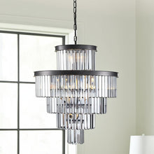 Load image into Gallery viewer, Multi Light Metal Chandelier With Shades - Black
