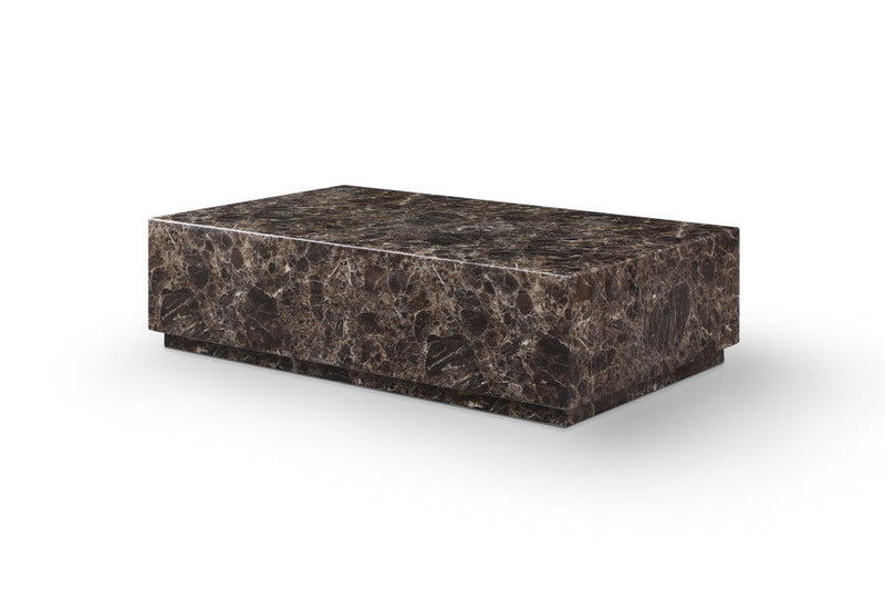 Genuine Marble Block Coffee Table - Brown