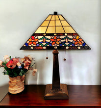 Load image into Gallery viewer, Metal Two Light Candlestick Table Lamp With Orange Empire Shade - Dark Brown

