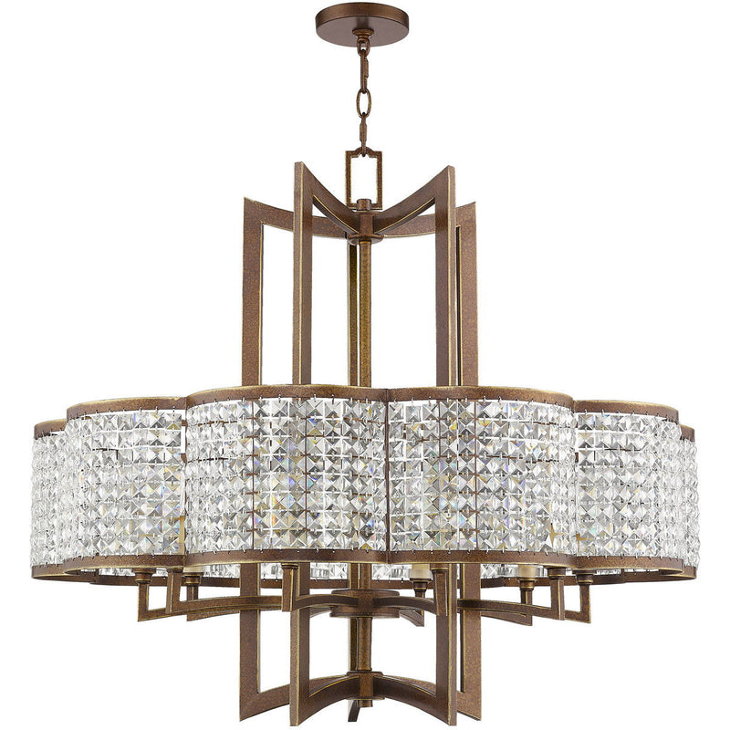 30" Ten Light Dimmable Chandelier With Shades - Bronze