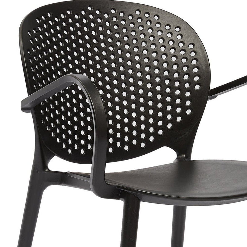 Heavy Duty Plastic Partially Open Back Dining Arm Chairs (Set of 4) - Gray