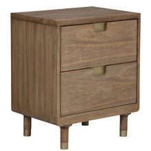 Load image into Gallery viewer, 2 Drawer Nightstand - Sandy Brown And Gold
