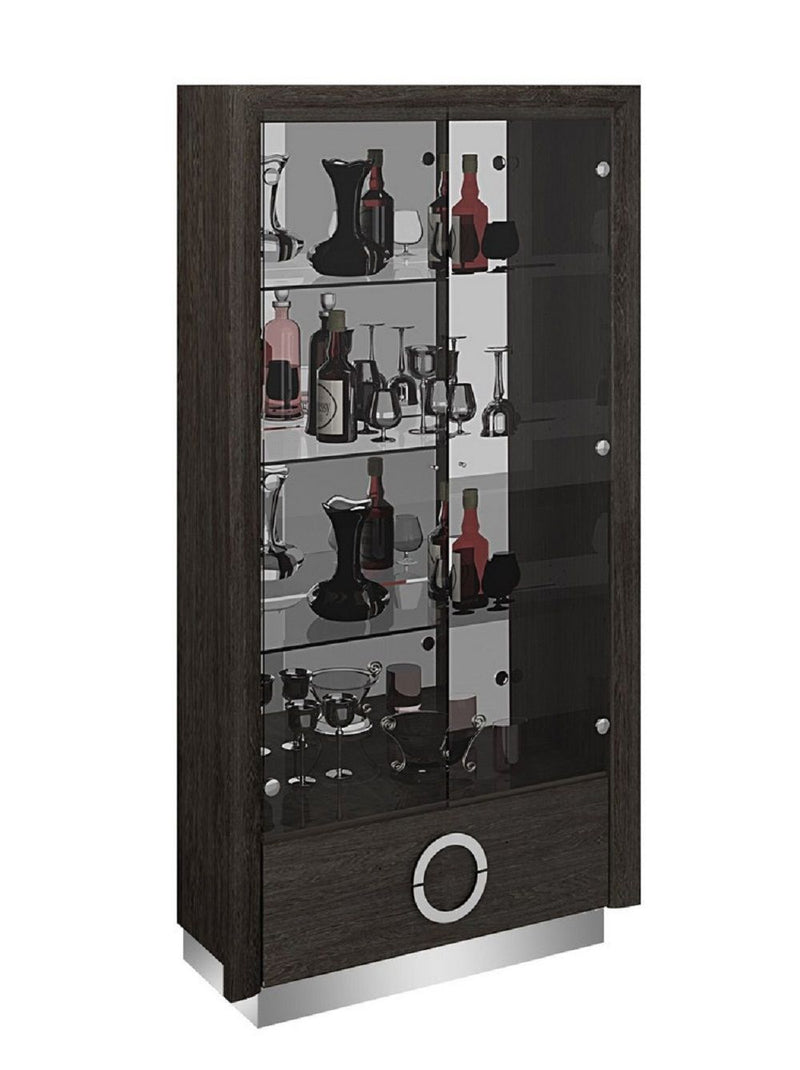 Accent Cabinet With One Drawer - Silver And Gray